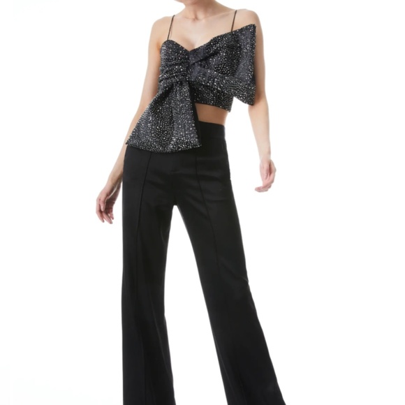 Alice and Olivia Beline Embellished Bow Crop Top, Black - Retail $660 - Picture 6 of 6